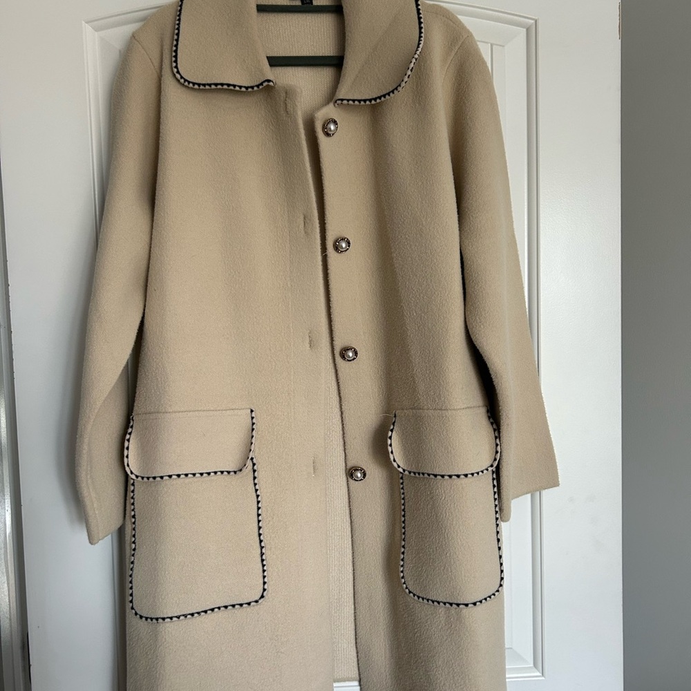 Coco + Carmen Tan Trench Coat with Black Trim